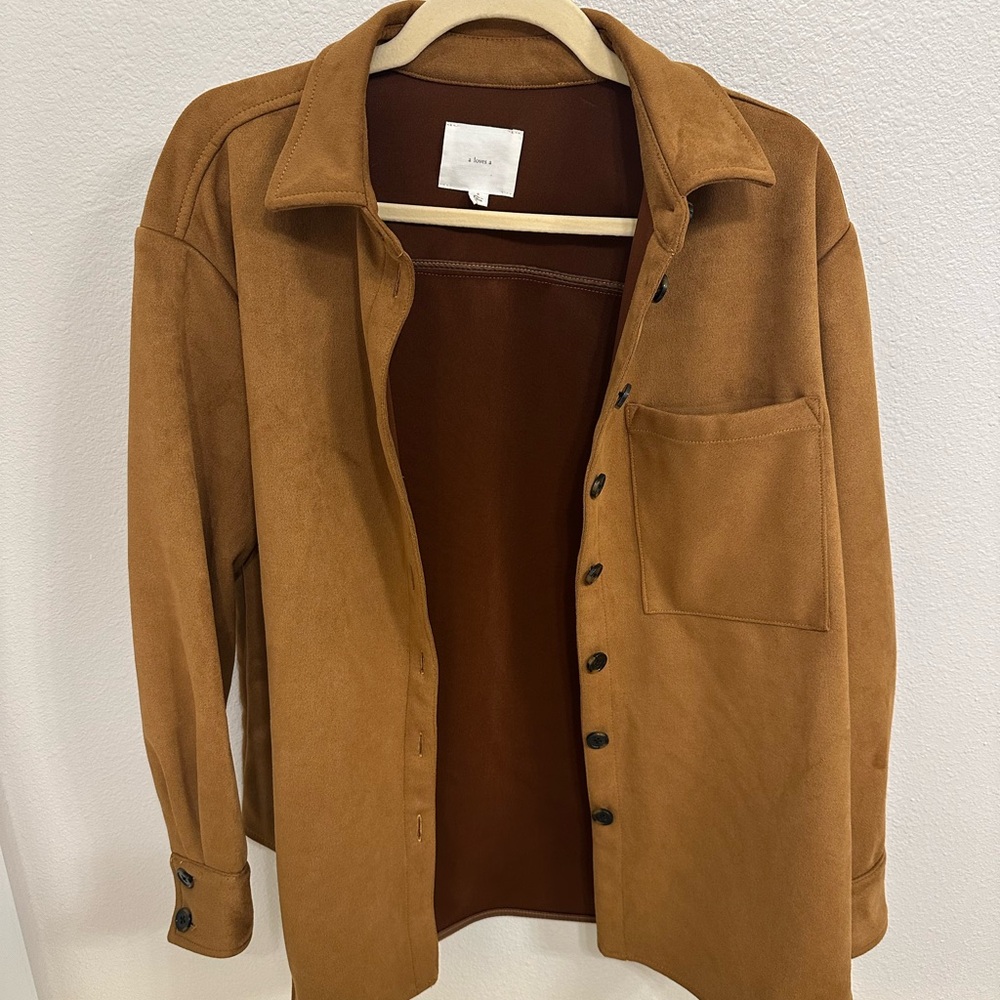 “A Loves A” Brand Faux Suede Tan Button-Up Shirt/Jacket
